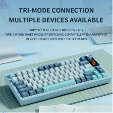Професійна механічна клавіатура Langtu LT75 Pro (75%): Tri-Mode, Hot-Swap, LCD-дисплей (Чорно-Зелений)