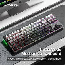 Механічна клавіатураПрофесійна механічна клавіатура Langtu T88: Hot-Swap, Tri-Mode, RGB з LCD-дисплеєм (Чорний)