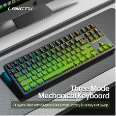 Професійна механічна клавіатура Langtu T88: Tri-Mode, Hot-Swap, RGB з LCD-дисплеєм (Чорно-Зелений Градієнт)