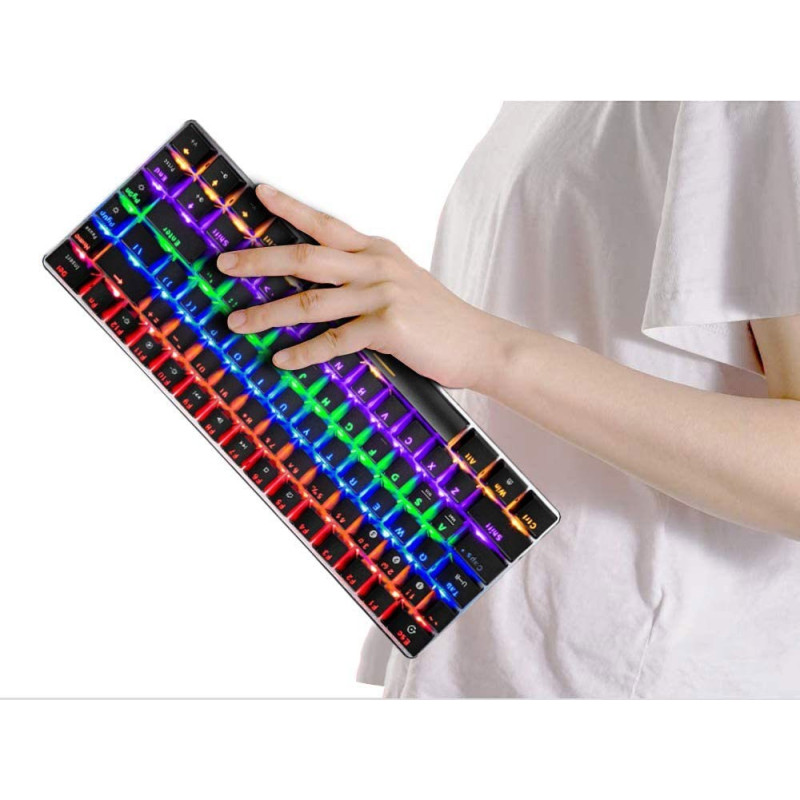 Компактна механічна Bluetooth клавіатура Ajazz AK33 (82 клавіші): RGB (Чорна)