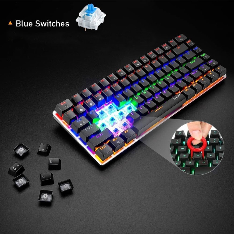 Компактна механічна Bluetooth клавіатура Ajazz AK33 (82 клавіші): RGB (Чорна)