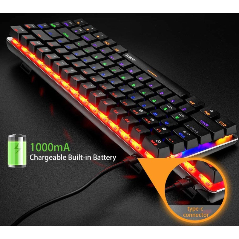 Компактна механічна Bluetooth клавіатура Ajazz AK33 (82 клавіші): RGB (Чорна)