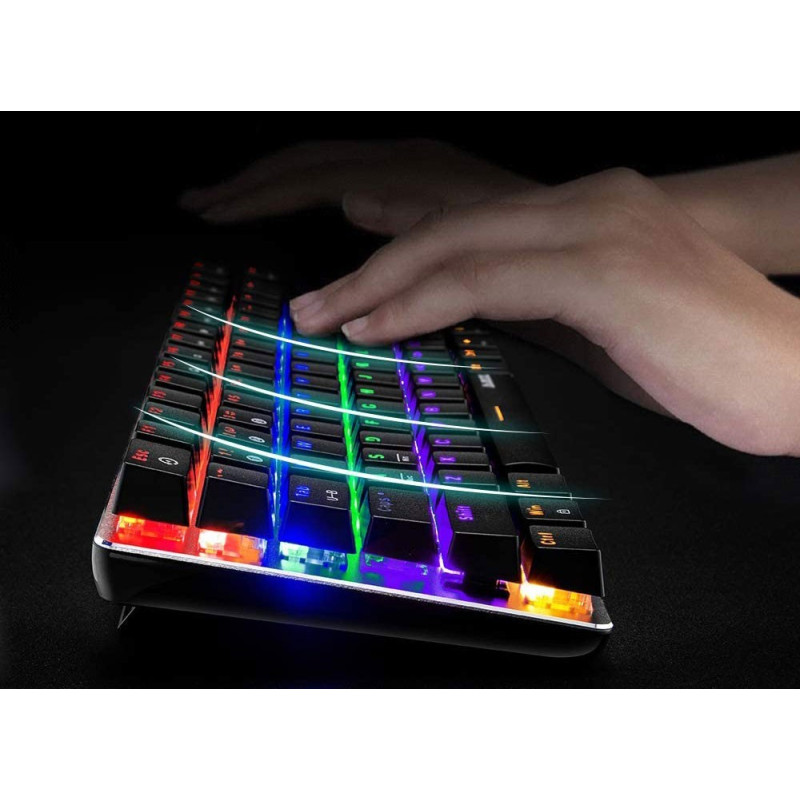 Компактна механічна Bluetooth клавіатура Ajazz AK33 (82 клавіші): RGB (Чорна)