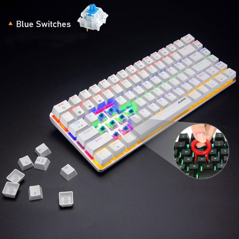 Компактна механічна Bluetooth клавіатура Ajazz AK33 (82 клавіші): RGB (Біла)