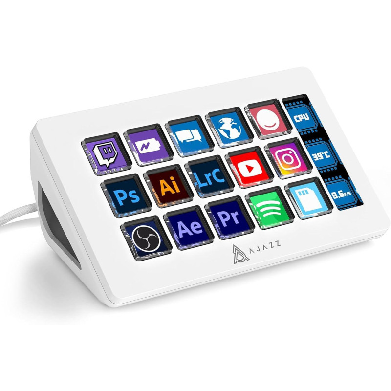 Міні-клавіатура AJAZZ AKP153 Stream Controller Studio Deck, 15 клавіш (Білий)