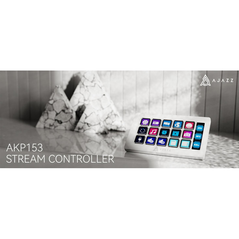 Міні-клавіатура AJAZZ AKP153 Stream Controller Studio Deck, 15 клавіш (Білий)