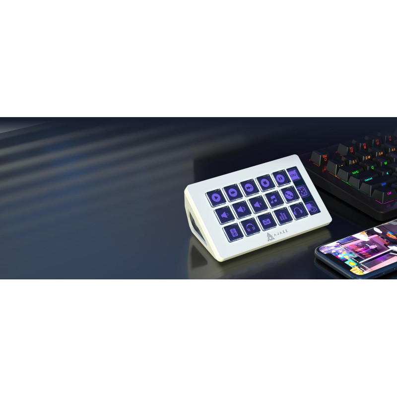 Міні-клавіатура AJAZZ AKP153 Stream Controller Studio Deck, 15 клавіш (Білий)