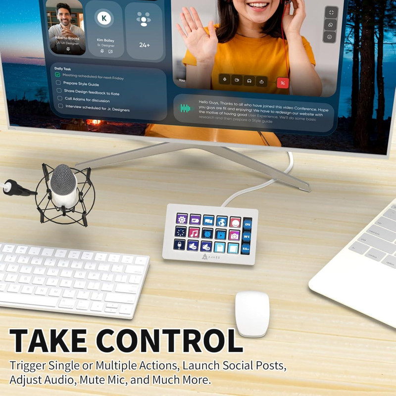 Міні-клавіатура AJAZZ AKP153 Stream Controller Studio Deck, 15 клавіш (Білий)