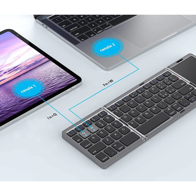 Портативна складна Bluetooth-клавіатура Ashu (78 клавіш): Універсальна для ПК, планшетів та Smart TV (Чорний)