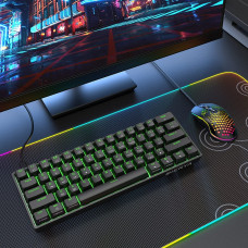 Механічна ігрова клавіатура Dierya 60% (61 клавіша) – Blue Switch, Type-C (Чорний)