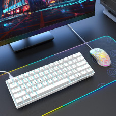 Механічна ігрова клавіатура Dierya 60% (61 клавіша) – Blue Switch, Type-C (Білий)