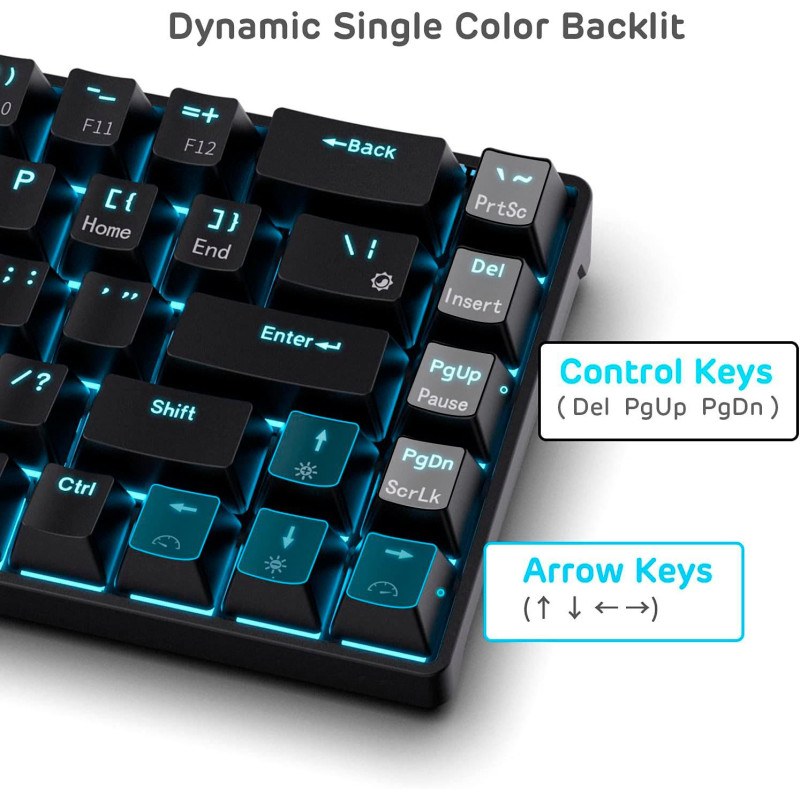 Механічна ігрова клавіатура HKSJ 65% (68 клавіш) – Blue Switch, Type-C (Чорний)