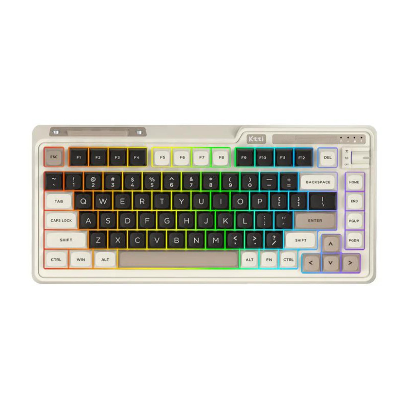 Бездротова механічна клавіатура KZZI K75 (75%): Hot-Swap, Tri-Mode, RGB (Полярний день)