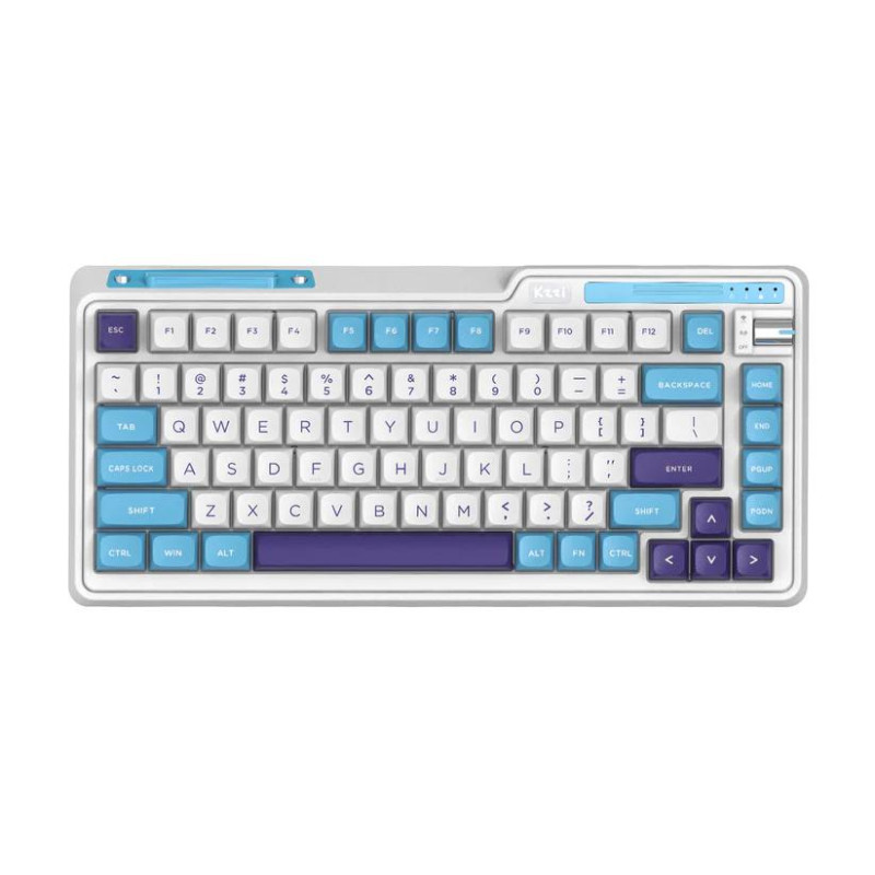 Бездротова механічна клавіатура KZZI K75 (75%): Hot-Swap, Tri-Mode, RGB (Блакитне море)