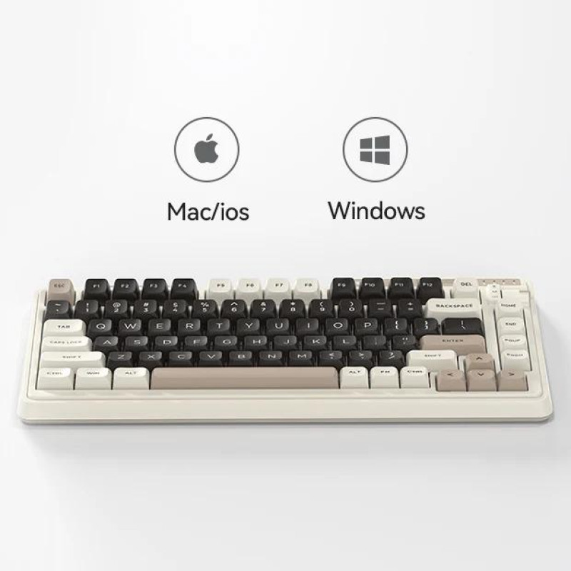 Бездротова механічна клавіатура KZZI K75 (75%): Hot-Swap, Tri-Mode, RGB (Зоряний сірий)