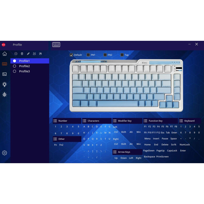 Бездротова механічна клавіатура KZZI K75 (75%): Hot-Swap, Tri-Mode, RGB (Зоряний сірий)