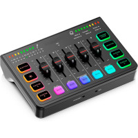 Ігровий Аудіомікшер IXTECH 4-Канальний: Саундборд, XLR, RGB, Стрімінг/Подкасти (Чорний)