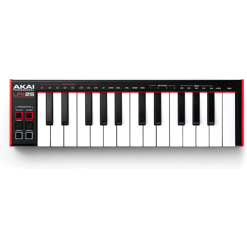 AKAI Professional LPK25: Портативний USB MIDI-контролер клавіатури (25 клавіш) (Чорний)