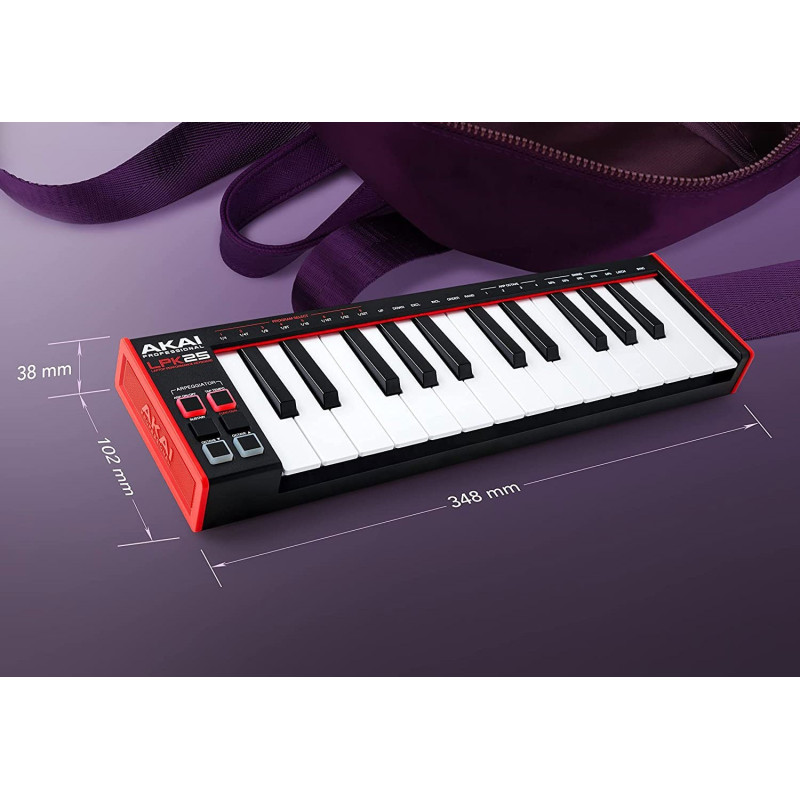 AKAI Professional LPK25: Портативний USB MIDI-контролер клавіатури (25 клавіш) (Чорний)