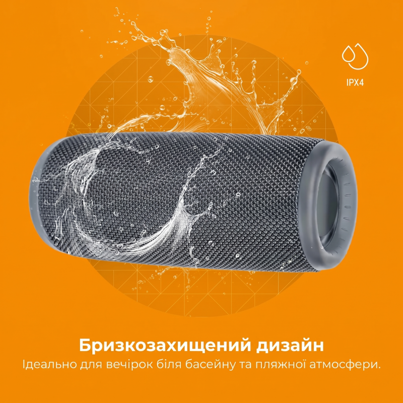 Портативна Bluetooth-колонка Denver BTV-150 Black (1200 mAh, IPX4, USB, MicroSD) (Сірий)