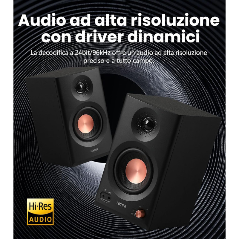 Колонки Edifier MR3 Studio Compacts 2.0: 2 x 18 Вт, Bluetooth 5.4 та Аудіо Високої Чіткості. (Чорний)