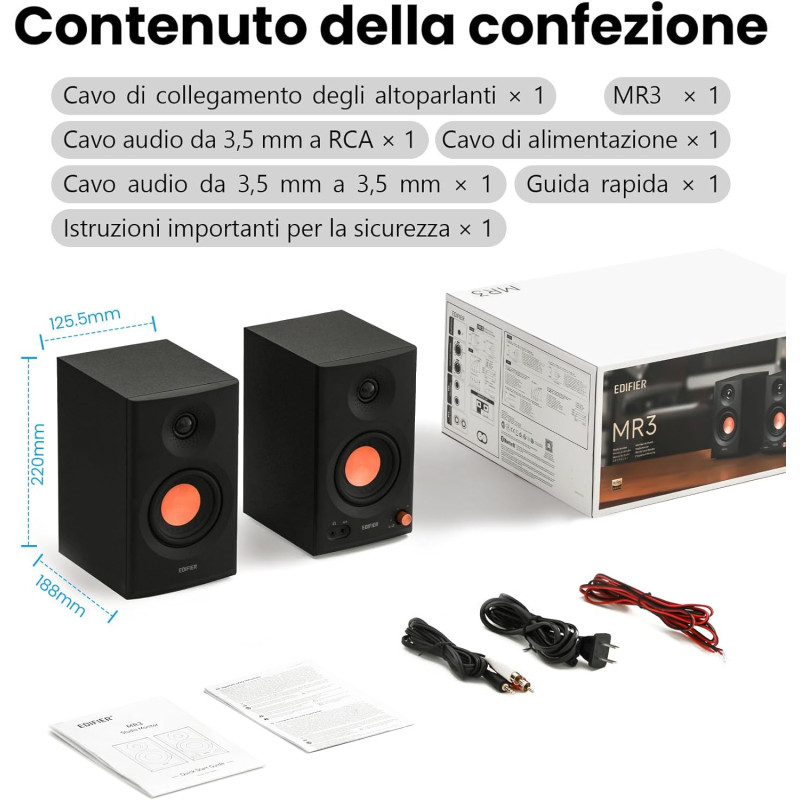 Колонки Edifier MR3 Studio Compacts 2.0: 2 x 18 Вт, Bluetooth 5.4 та Аудіо Високої Чіткості. (Чорний)