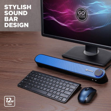 Комп'ютерна Звукова Панель GoGroove SonaVerse UBR: Пасивний Сабвуфер та Кутова Конструкція  (Синій)