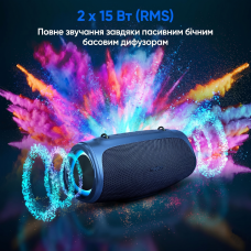 Портативна Bluetooth-колонка Medion (30W RMS, IPX7, RGB, Power Bank) (Синій)