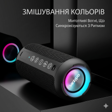 Портативна Bluetooth-колонка Ortizan X10 Black (IPX7, до 30 год, RGB, AUX, TF). Чорний