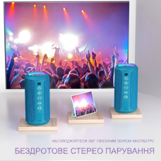 Портативна Bluetooth-колонка Ortizan X10 Black (IPX7, до 30 год, RGB, AUX, TF). Синій