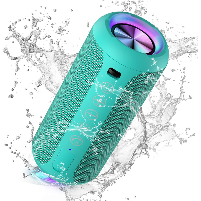 Портативна Bluetooth-колонка Ortizan X10 Black (IPX7, до 30 год, RGB, AUX, TF). Зелений