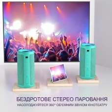 Портативна Bluetooth-колонка Ortizan X10 Black (IPX7, до 30 год, RGB, AUX, TF). Зелений