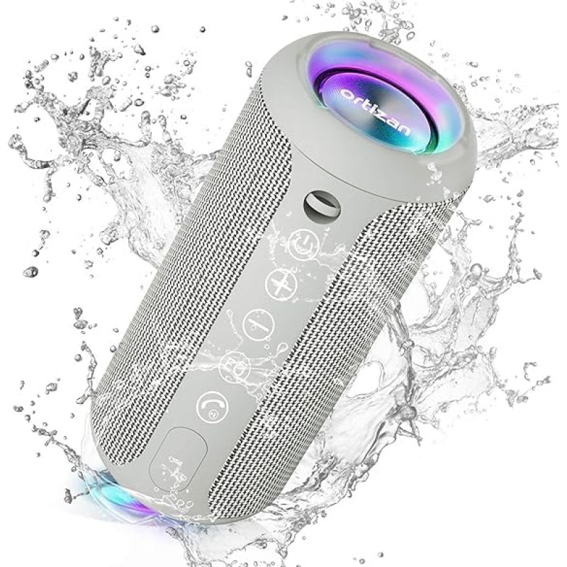 Портативна Bluetooth-колонка Ortizan X10 Black (IPX7, до 30 год, RGB, AUX, TF). Сірий