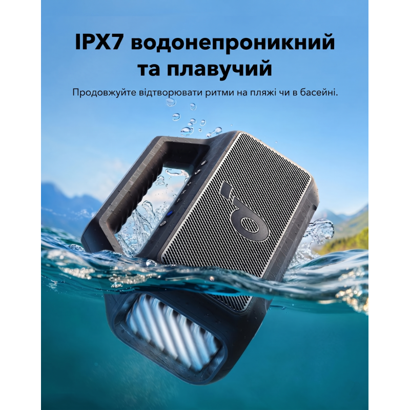 Портативна Bluetooth-колонка Soundcore Boom 2 Black (80W, IPX7, Сабвуфер). Чорна