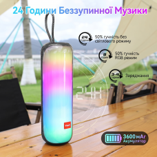 Портативна Bluetooth-колонка BT53 Black з LED-підсвіткою (3600 mAh, FM, USB, AUX). Чорний