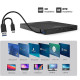 Зовнішній CD/DVD привід Origbelie: USB 3.0, Type-C та картридер TF/SD. (Чорний)