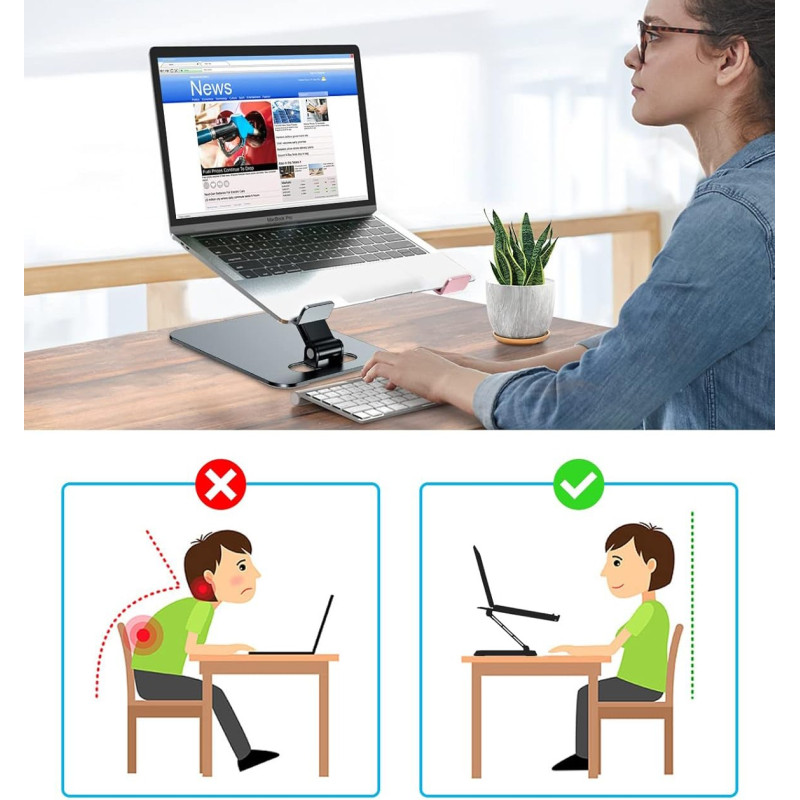 Підставка для ноутбука Babacom: Складна, Алюмінієва, Регульована. (Сірий)