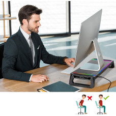 Підставка для монітора MOOJAY: RGB-підсвічування та USB 3.0 хаб. (Чорний)