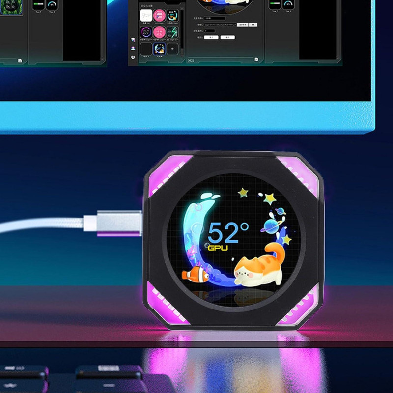 Вбудований монітор mPanel 2.1: Дисплей температури GPU/CPU для ПК. (Чорний)