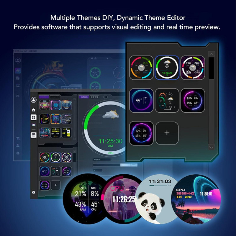 Вбудований монітор mPanel 2.1: Дисплей температури GPU/CPU для ПК. (Чорний)