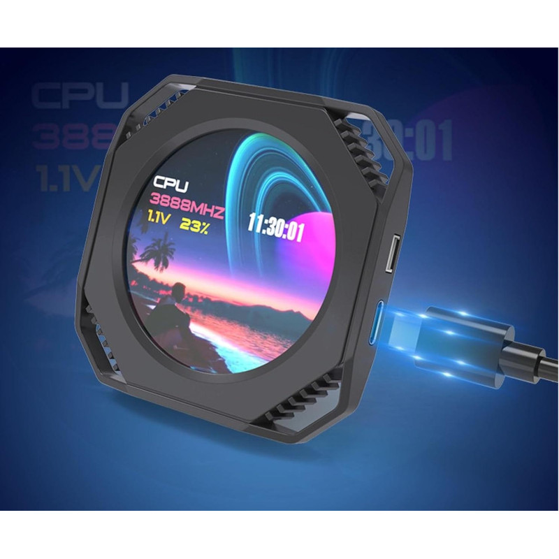 Вбудований монітор mPanel 2.1: Дисплей температури GPU/CPU для ПК. (Чорний)