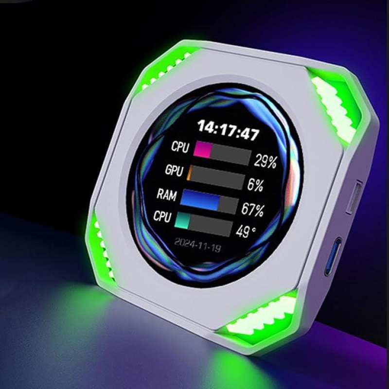 Вбудований монітор mPanel 2.1: Дисплей температури GPU/CPU для ПК. (Чорний)