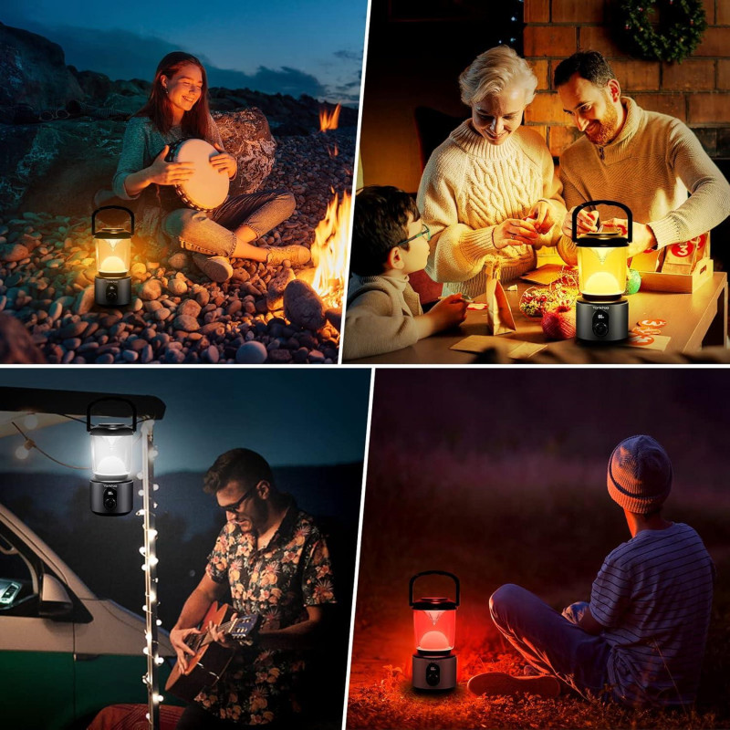 LED Кемпінговий Ліхтар-Лампа, 10400 мАг, Водонепроникний (IPX), для Дому та Аварійного Освітлення (Сірий)