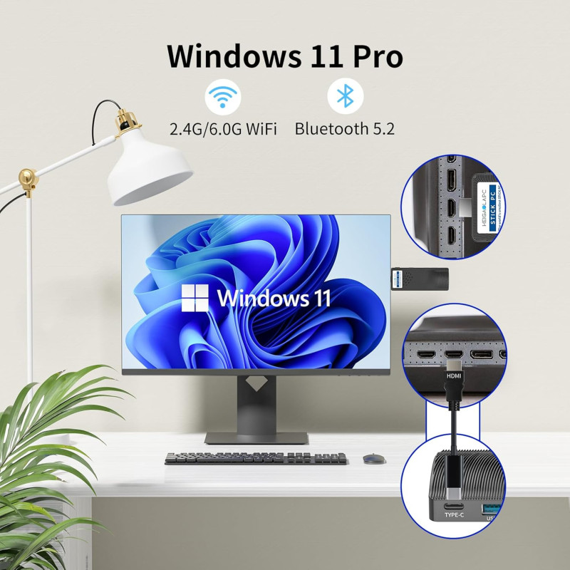 Міні-ПК (Неттоп) HEIGAOLAPC Mini PC Stick 8GB RAM / 128GB ROM (2022) на Windows 10 Pro