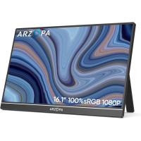 Портативний монітор ARZOPA 16,1" sRGB, 1920×1080 FHD IPS, підтримкою HDMI/Type-C/USB-C, ігровий екран Eye-Care [Клас A]