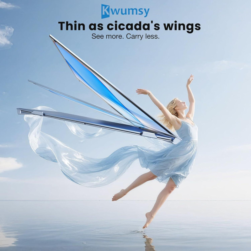 Портативні монітори Kwumsy 14 дюймів, товщиною 0,4 см, ультратонкі та легкі, FHD 1080P, сумісні з ноутбуками від 13 до 17 дюймів (максимальна ширина 15,7 дюймів [клас енергоспоживання A])