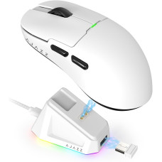 Надлегка бездротова ігрова миша Ajazz AJ159P 56g, сенсор Pixart PAW3395, 26000 DPI + Док-станція. (Білий)