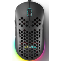 Ігрова миша DIERYA Ultra-Light 75g: Ергономічна, RGB, 12800 DPI, 6 програмованих кнопок. (Чорний)