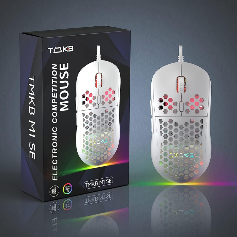 Ігрова миша DIERYA Ultra-Light 75g : Ергономічна, RGB, 12800 DPI, 6 програмованих кнопок. (Білий)