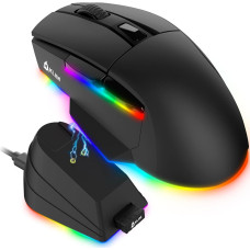 Ігрова миша KLIM Blaze X: Бездротова, 12000 DPI, Док-станція, 3 режими (Дротова/2.4G/BT). (Чорний)